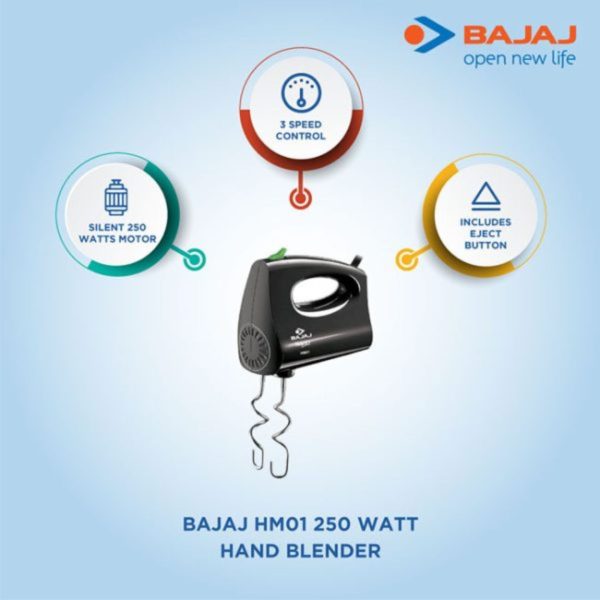 Bajaj 250W Hand Mixer HM-01 – High-Power, Easy-to-Use Kitchen Mixer - Image 2