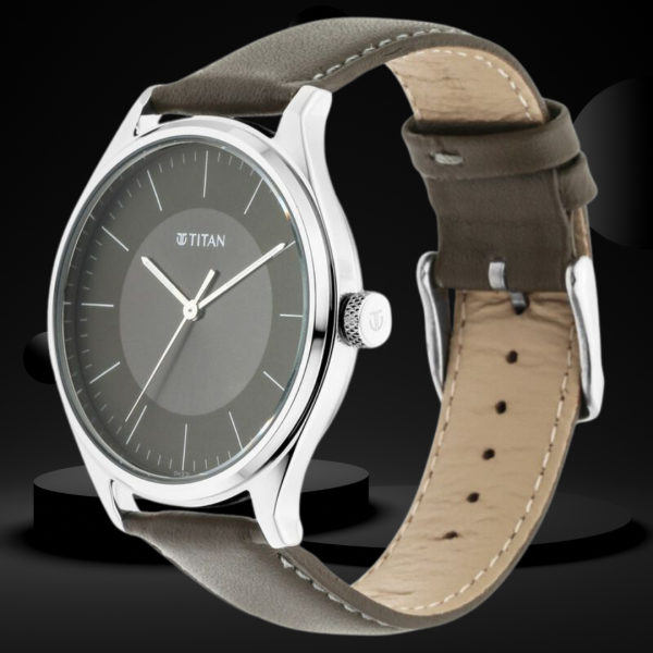 Titan Urban Edge Lustrous Olive Dial Leather Watch- (NP1802SL08)