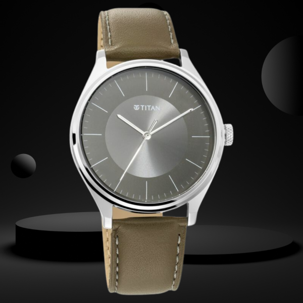 Titan Urban Edge Lustrous Olive Dial Leather Watch- (NP1802SL08)